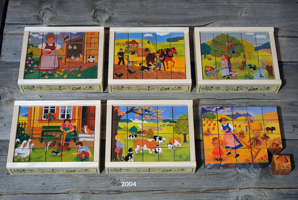 Atelier Fischer Wooden Cube Puzzle Artikel 2004, Bauernhof