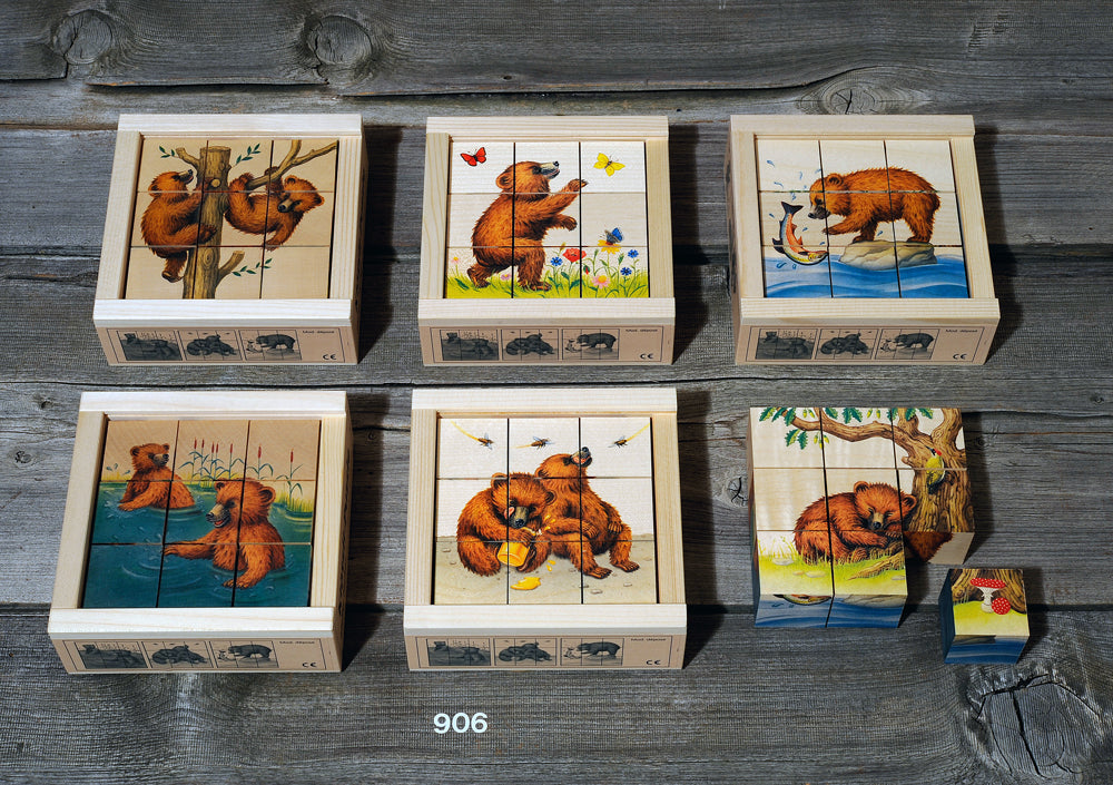 Atelier Fischer Wooden Cube Puzzle Artikel 906, Kleiner Bär