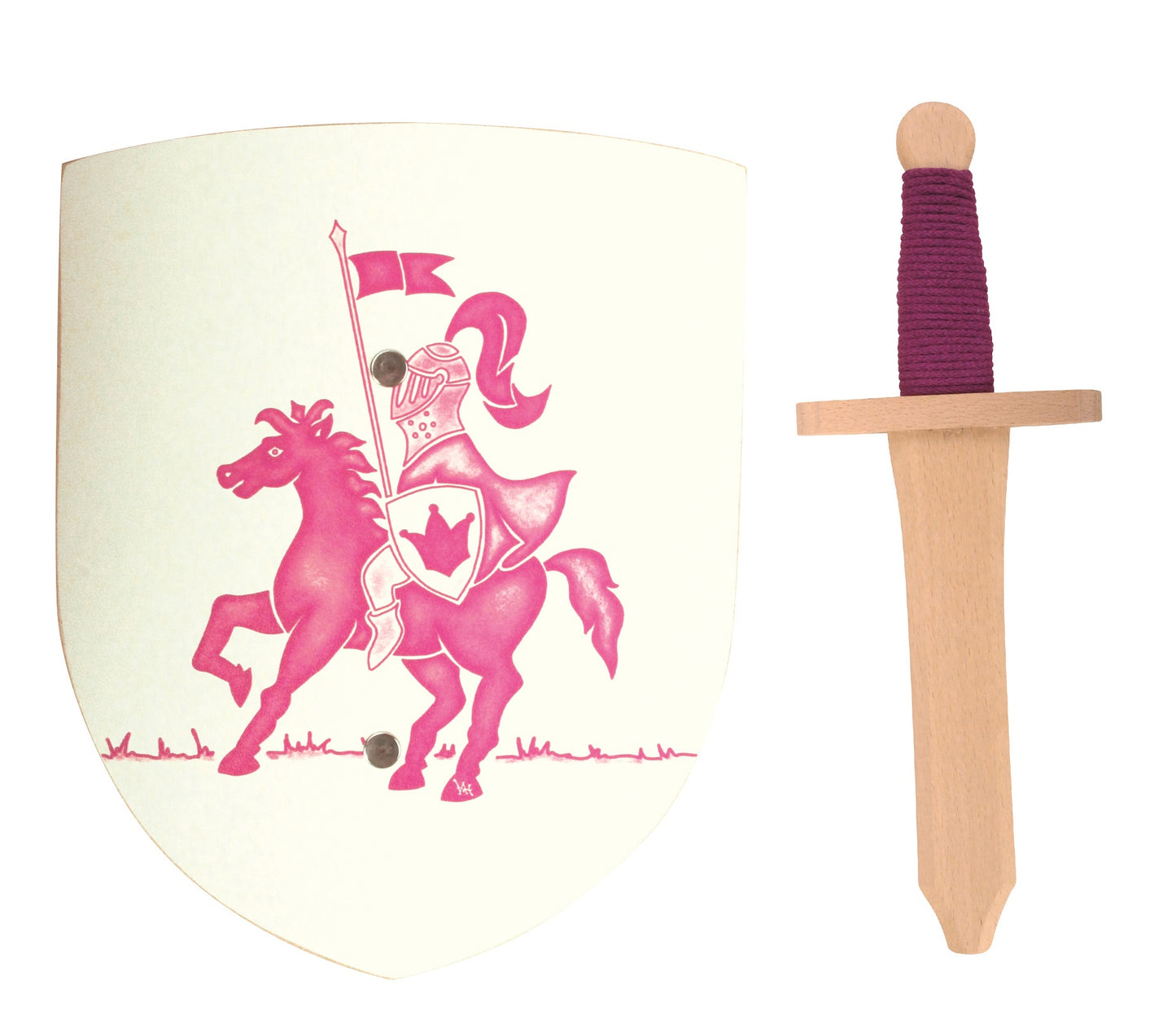 Vah Spielzeugmanufaktur Amalia pink wooden schield sword set