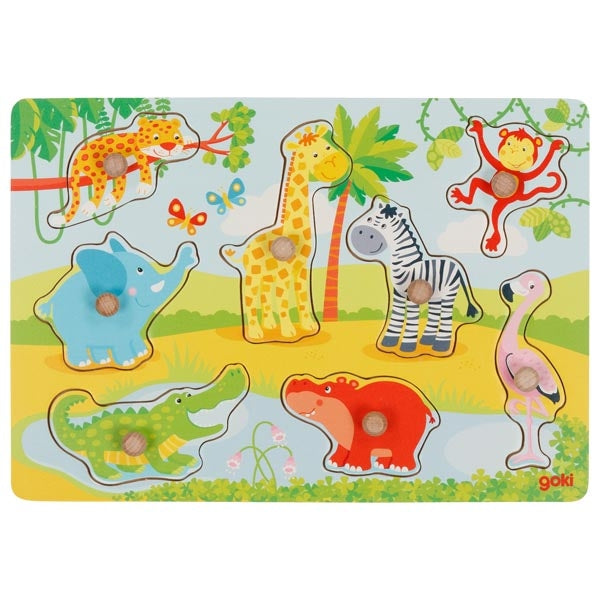 Goki lift-out puzzle african baby animals 57397