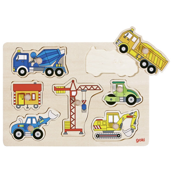 Goki lift-out puzzle building site vehicles 57593