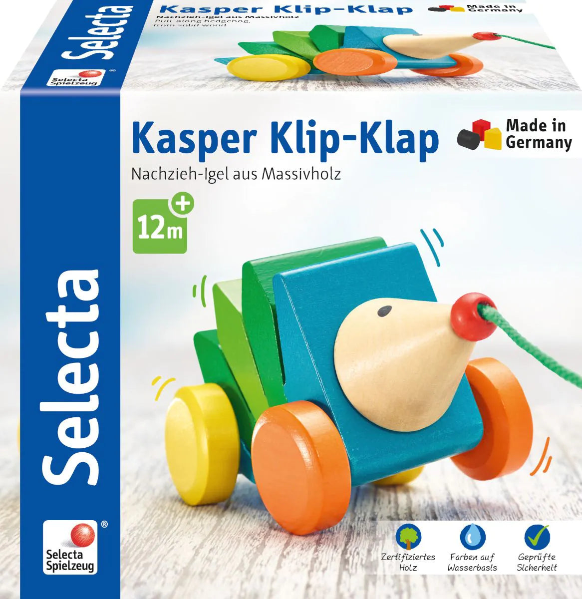 Selecta Kasper Klip-Klap, Nachzieh-Igel, 16 cm 62022