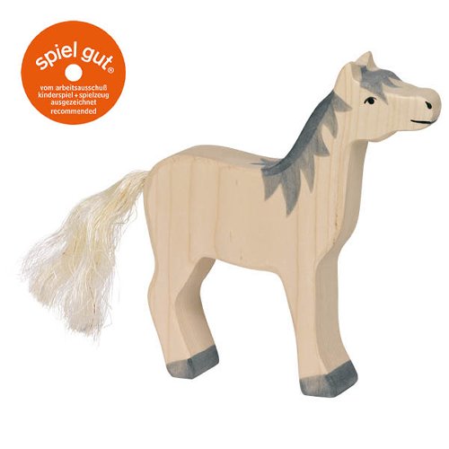 Holztiger 80360 Horse, head raised, grey mane