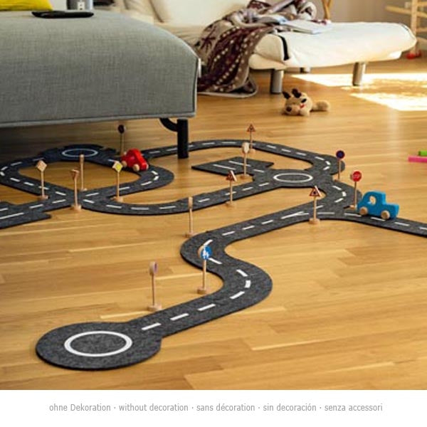 Goki Floor road track with 2 wooden vehicles, 30 pcs 53812