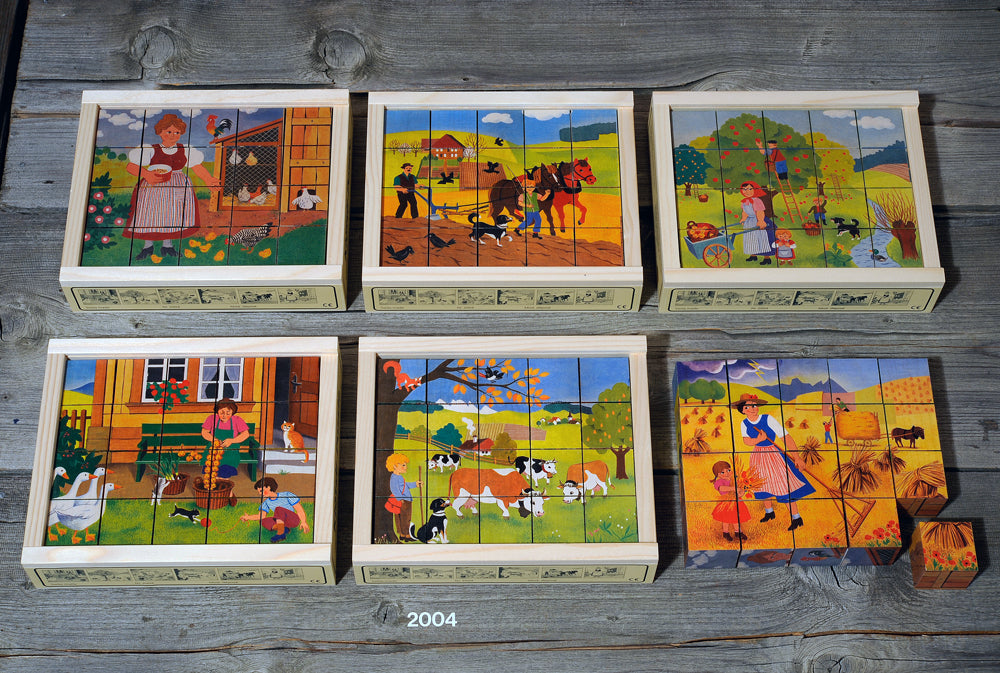 Atelier Fischer Wooden Cube Puzzle Article 2004, Farm